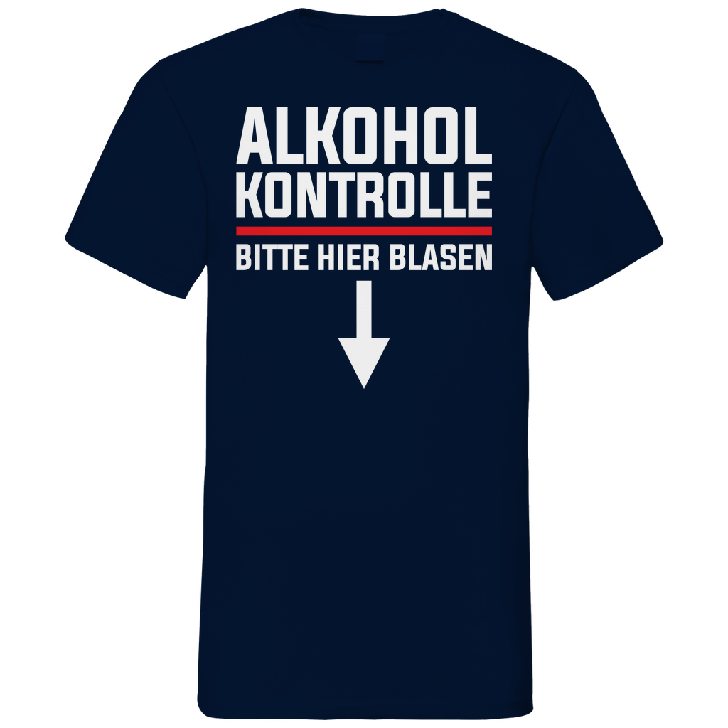 Alkohol Kontrolle bitte hier Blasen - Herren V-Neck Shirt Navy