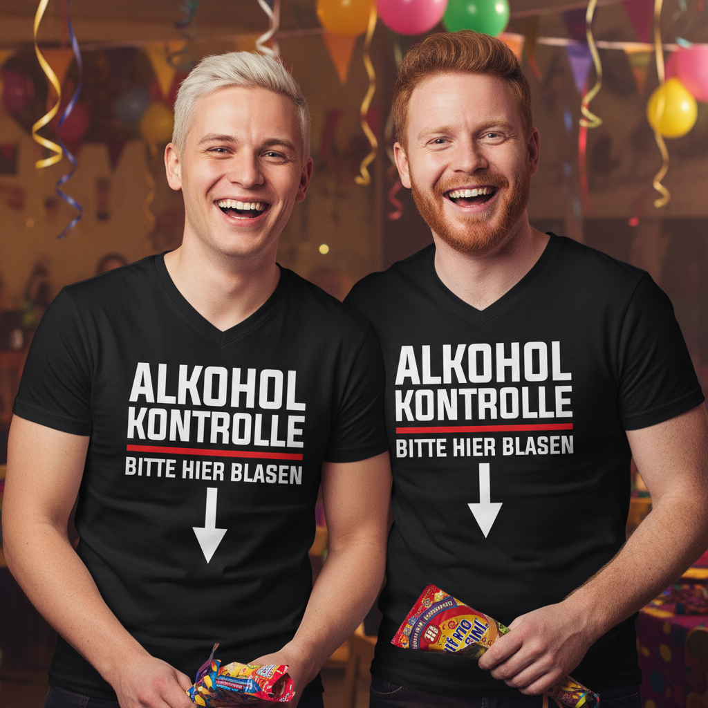 Alkohol Kontrolle bitte hier Blasen - Herren V-Neck Shirt