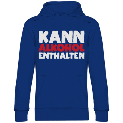 Royal Männer Hoodie mit humorvollem Alkohol Spruch KANN ALKOHOL ENTHALTEN, Frontansicht