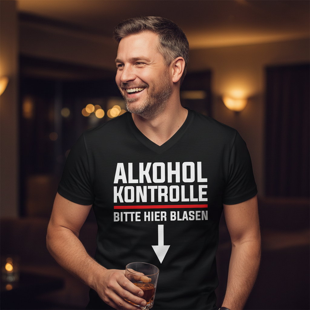 Alkohol Kontrolle bitte hier Blasen - Herren V-Neck Shirt