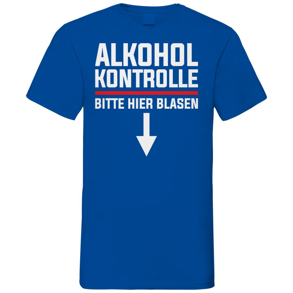 Alkohol Kontrolle bitte hier Blasen - Herren V-Neck Shirt Royal Blue