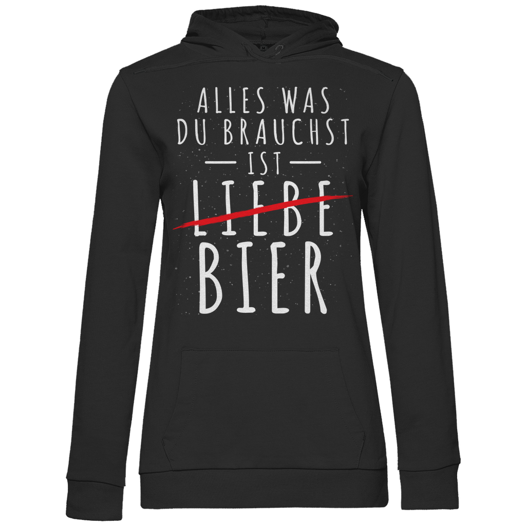 Alles was du brauchst ist Bier - Damen Hoodie Black