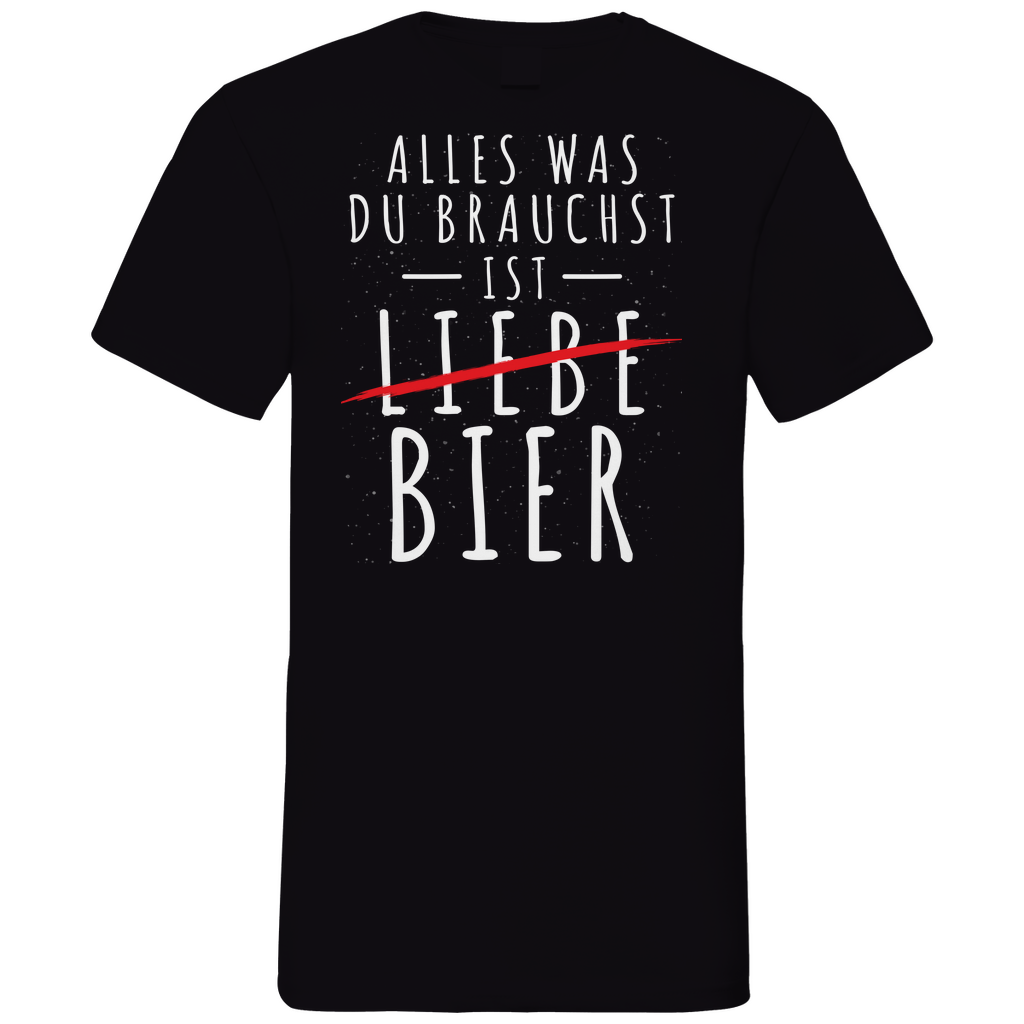 Alles was du brauchst ist Bier - Herren V-Neck Shirt Black