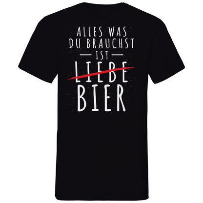 Alles was du brauchst ist Bier - Herren V-Neck Shirt Black