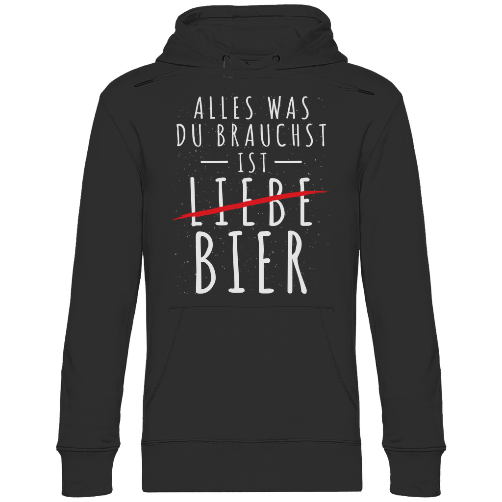 Alles was du brauchst ist Bier - Unisex Hoodie Black