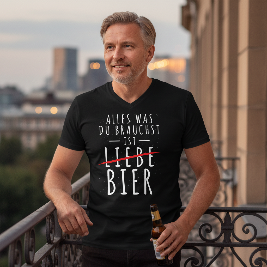 Alles was du brauchst ist Bier - Herren V-Neck Shirt