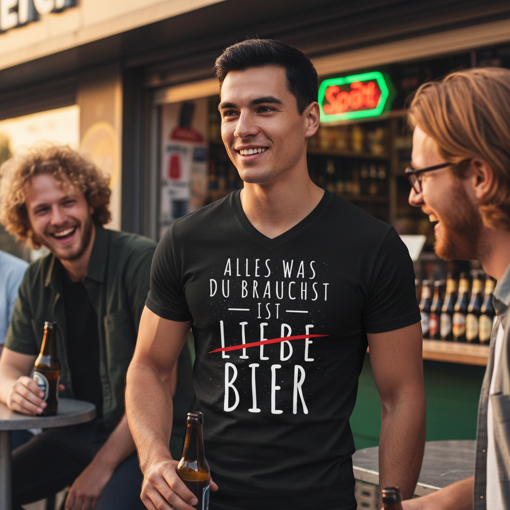 Alles was du brauchst ist Bier - Herren V-Neck Shirt