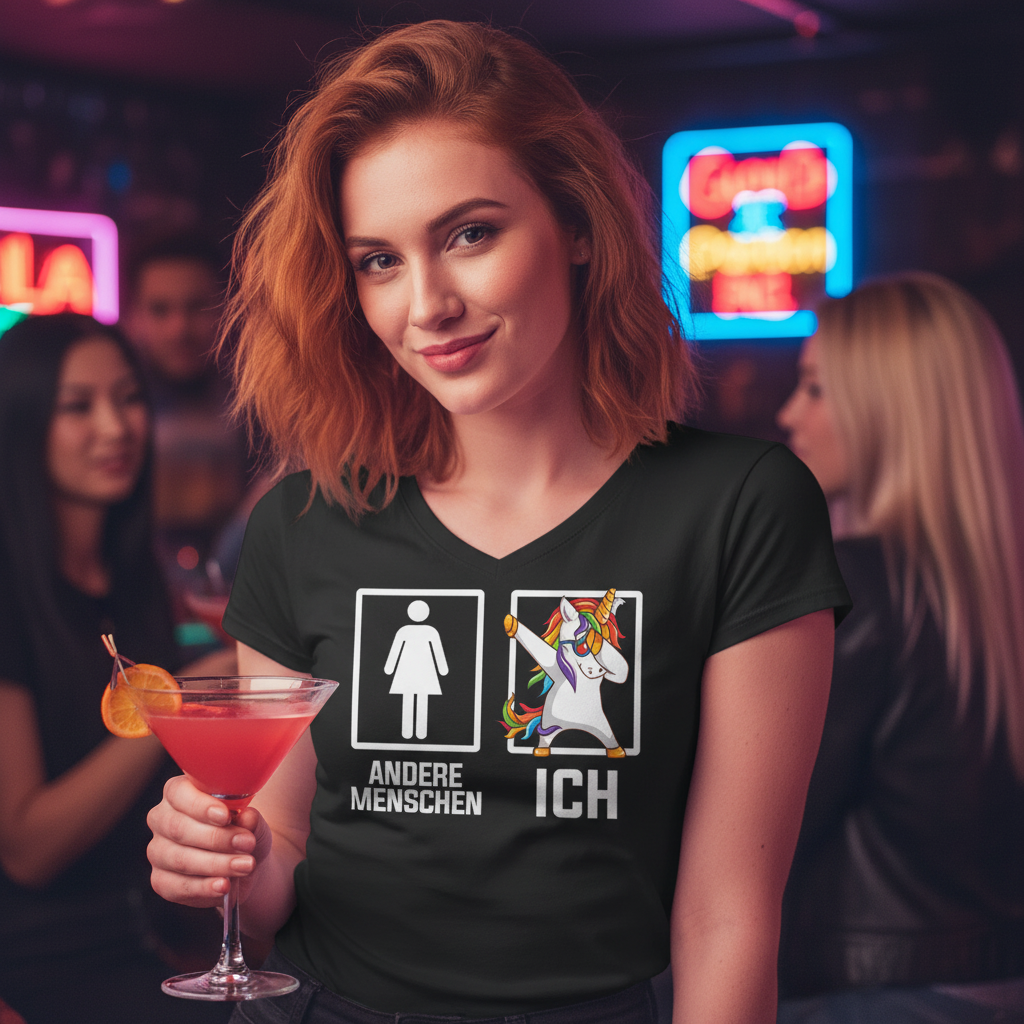 Andere Menschen Ich Einhorn - V-Neck Damenshirt