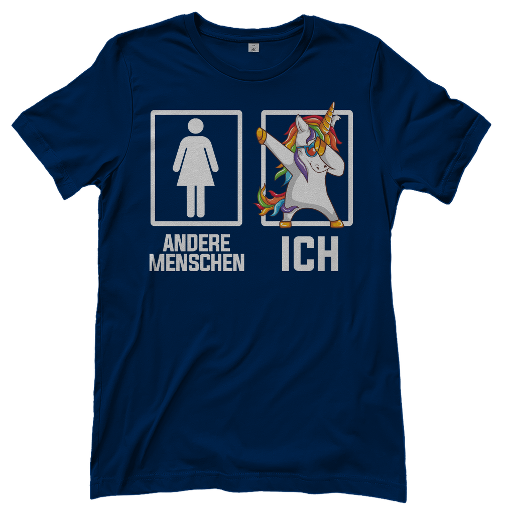 Andere Menschen Ich Einhorn - Damenshirt Navy