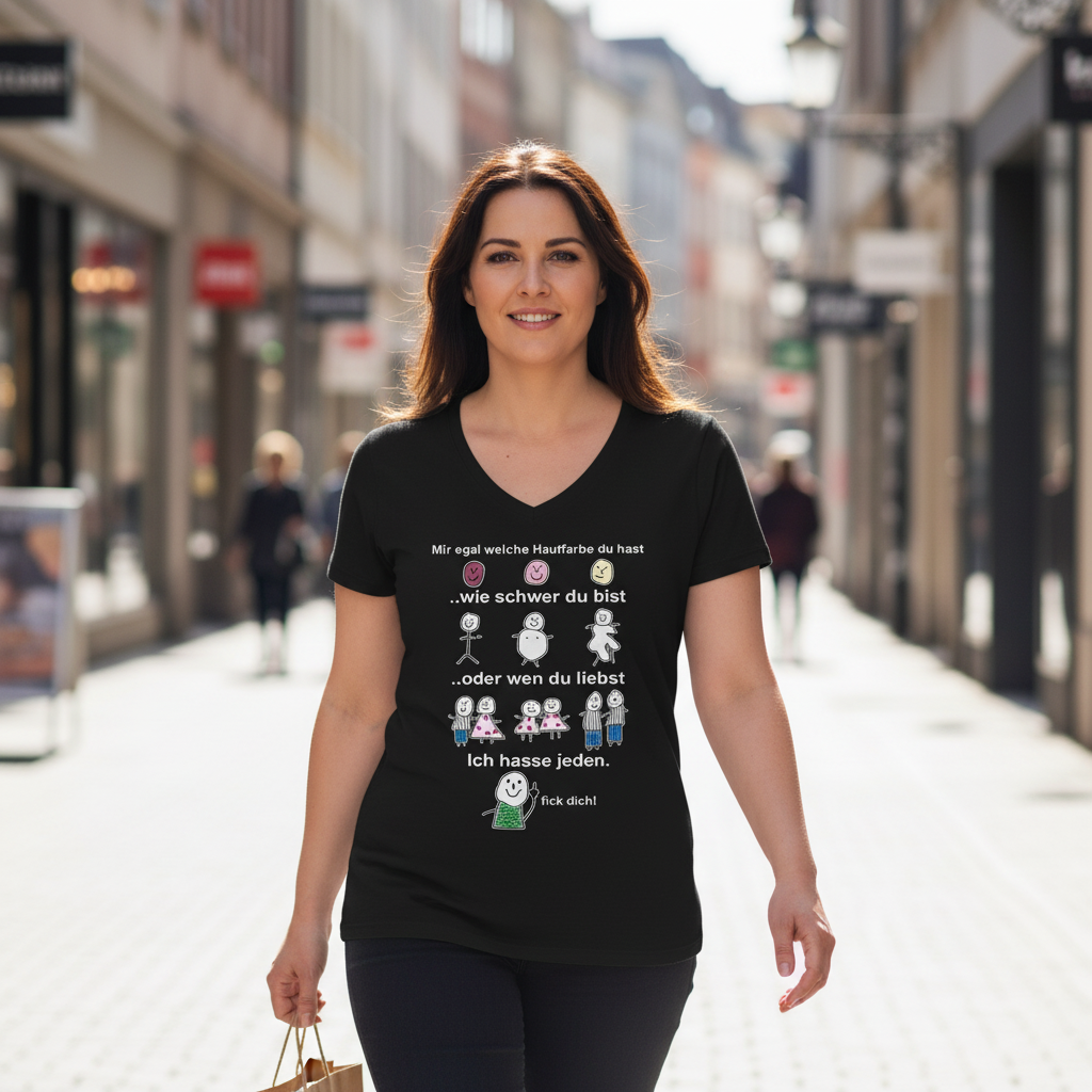 Mir egal welche Hautfarbe du hast - V-Neck Damenshirt