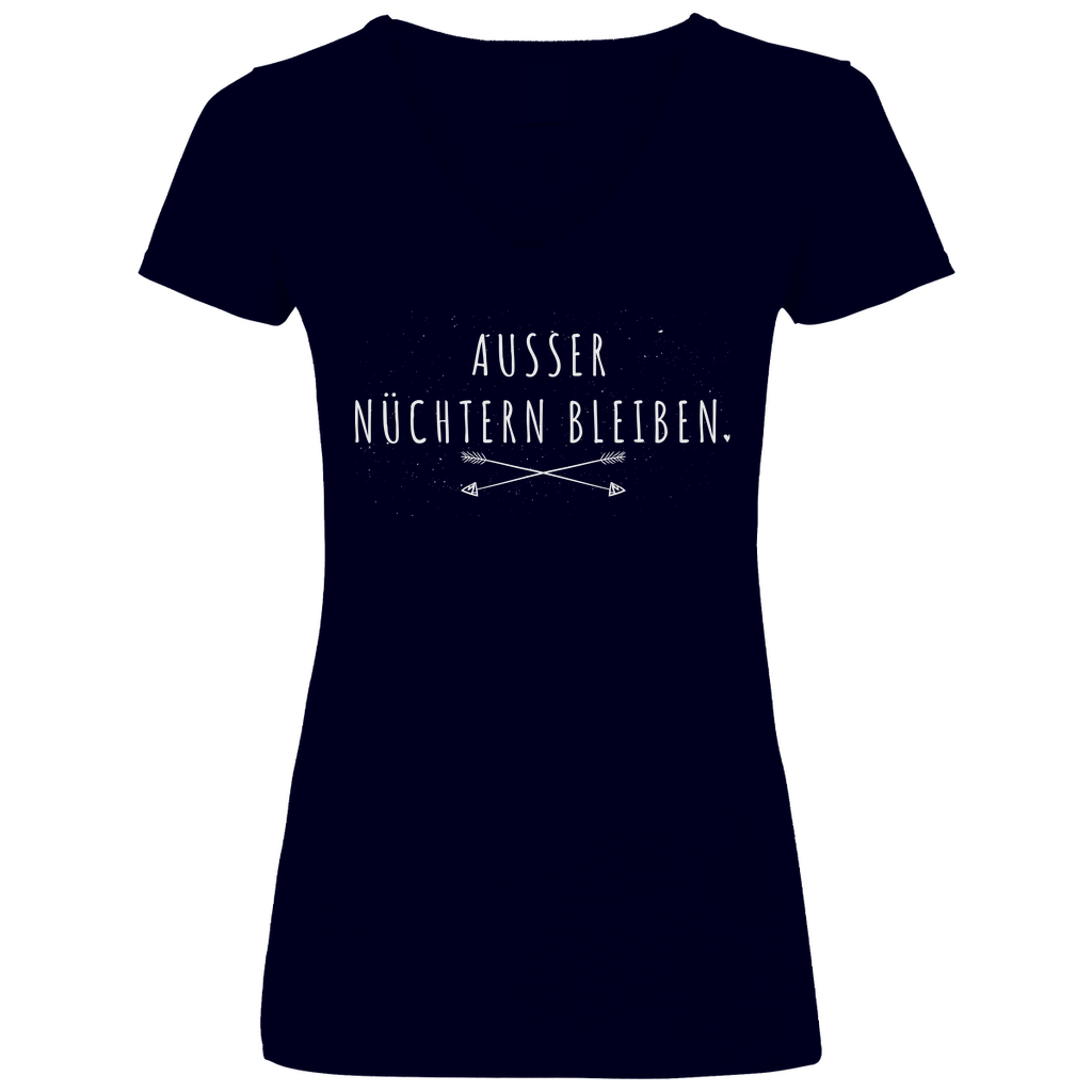 Ausser nüchtern bleiben - V-Neck Damenshirt Deep Navy