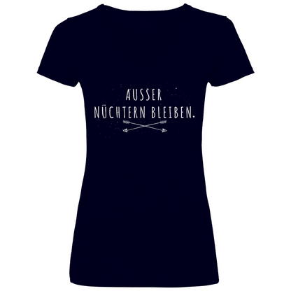 Ausser nüchtern bleiben - V-Neck Damenshirt Deep Navy