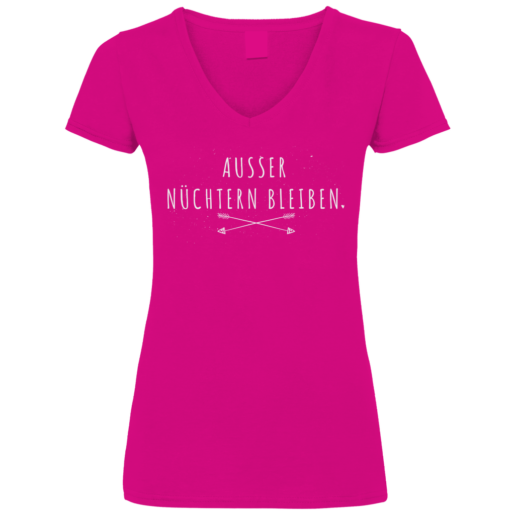 Ausser nüchtern bleiben - V-Neck Damenshirt Fuchsia L