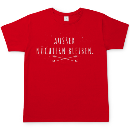 Rotes Saufshirt Herren mit AUSSER NÜCHTERN BLEIBEN Spruch für Party, Frontansicht