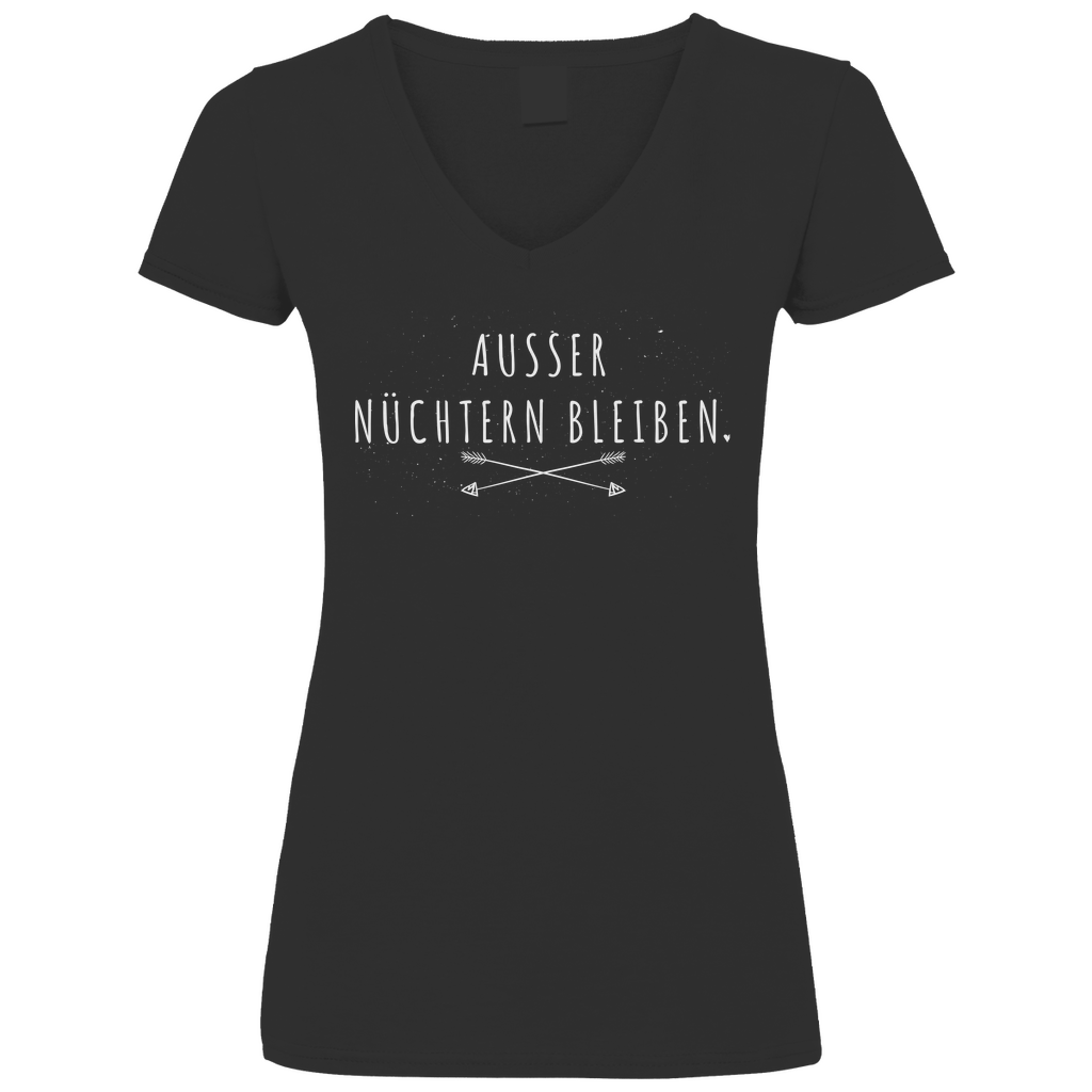 Ausser nüchtern bleiben - V-Neck Damenshirt Black