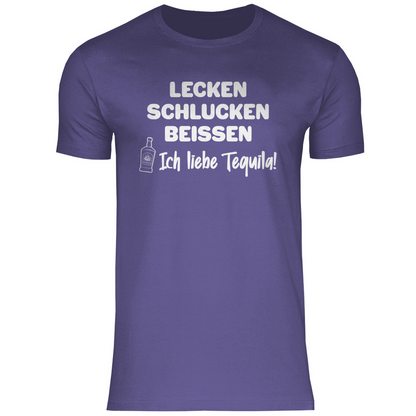 Lecken Schlucken Beissen ich liebe Tequila - Herren Shirt Millennial Lilac