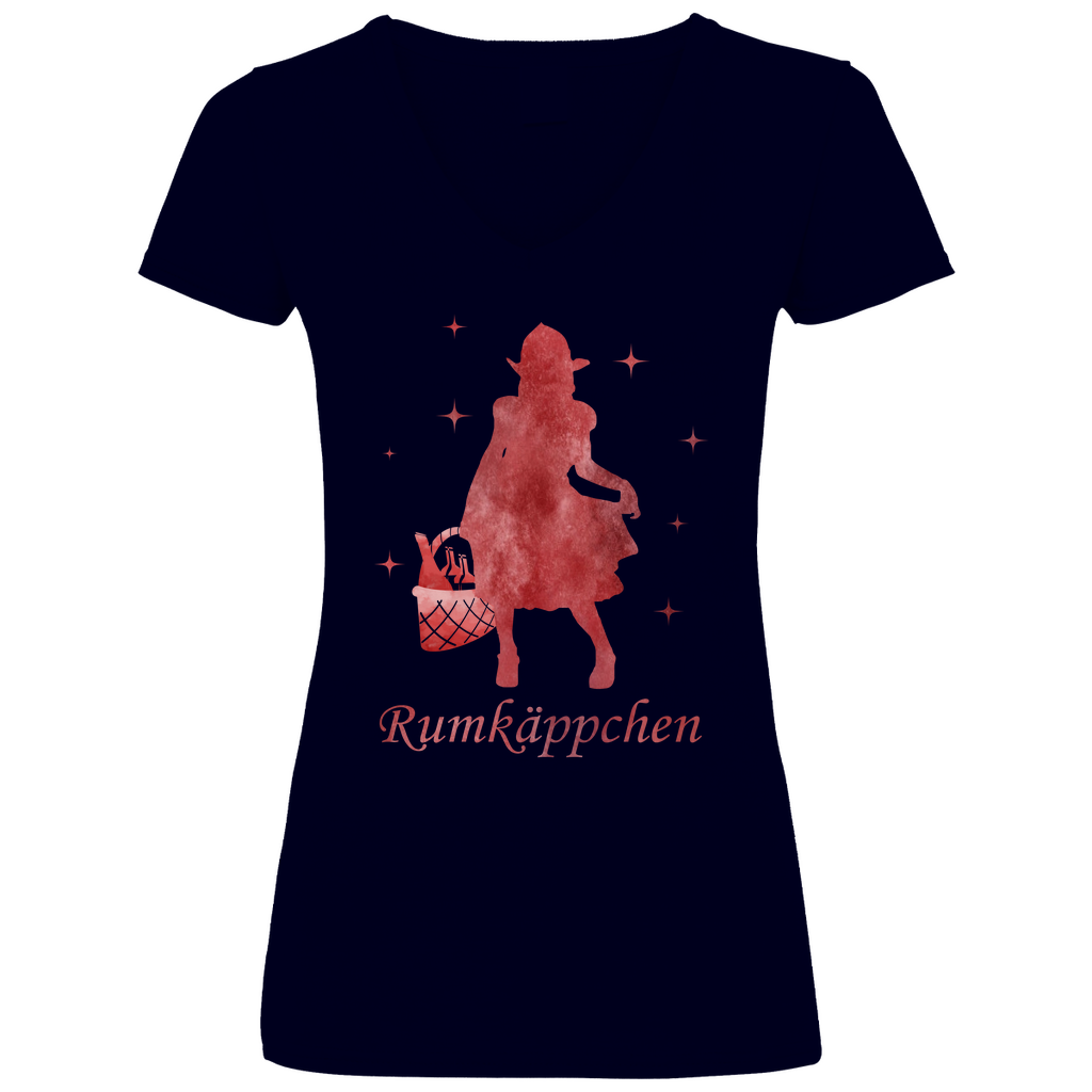Rumkäppchen - Prinzessin Aquarell - V-Neck Damenshirt Deep Navy