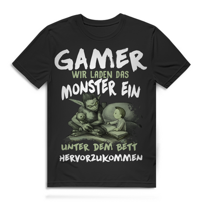 Gamer Shirt Männer – Monster unterm Bett hervorrufen Gaming Fantasy Motiv
