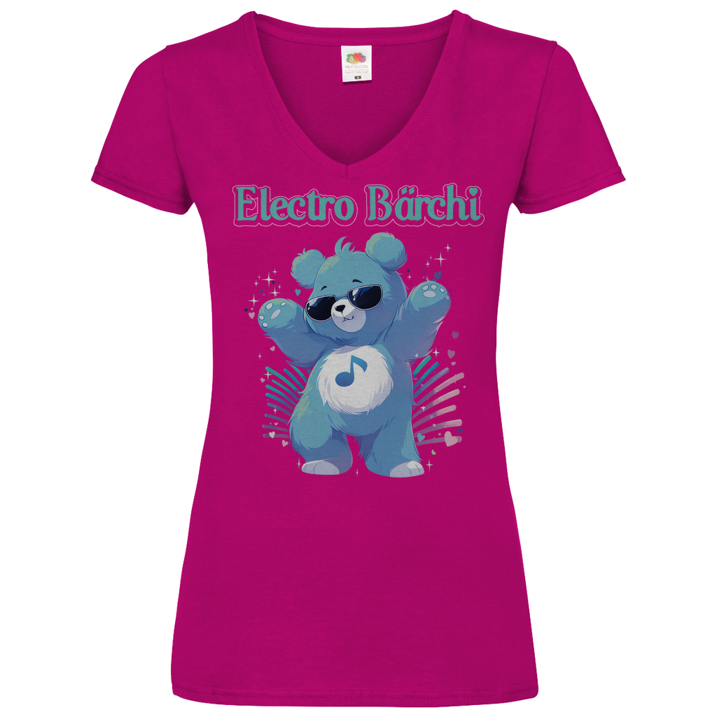 Electro Bärchi - Glücksbärchi - V-Neck Damenshirt