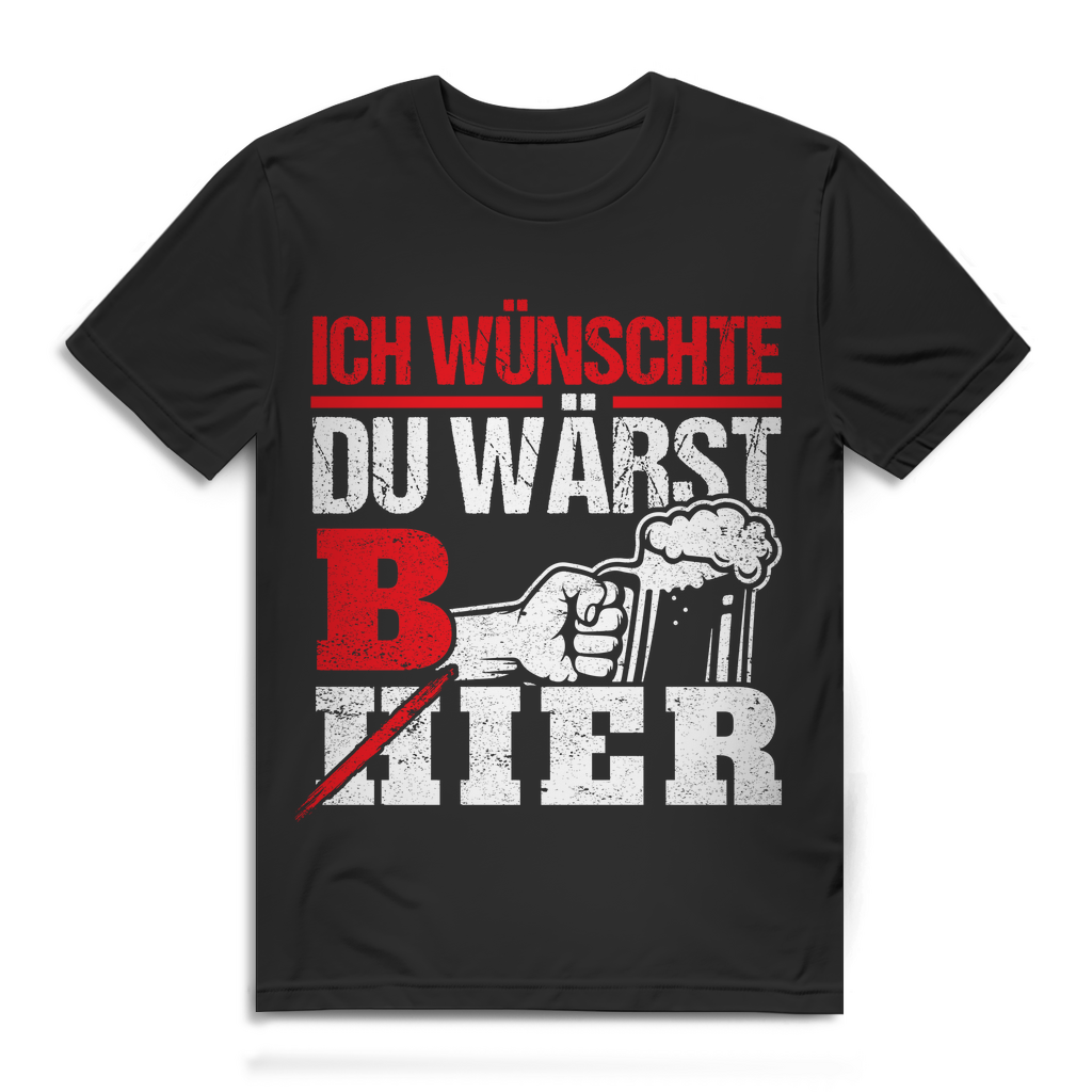 Männer Funshirt mit Bierwitz – Ich wünschte du wärst Bier – Lustiges Shirt Black