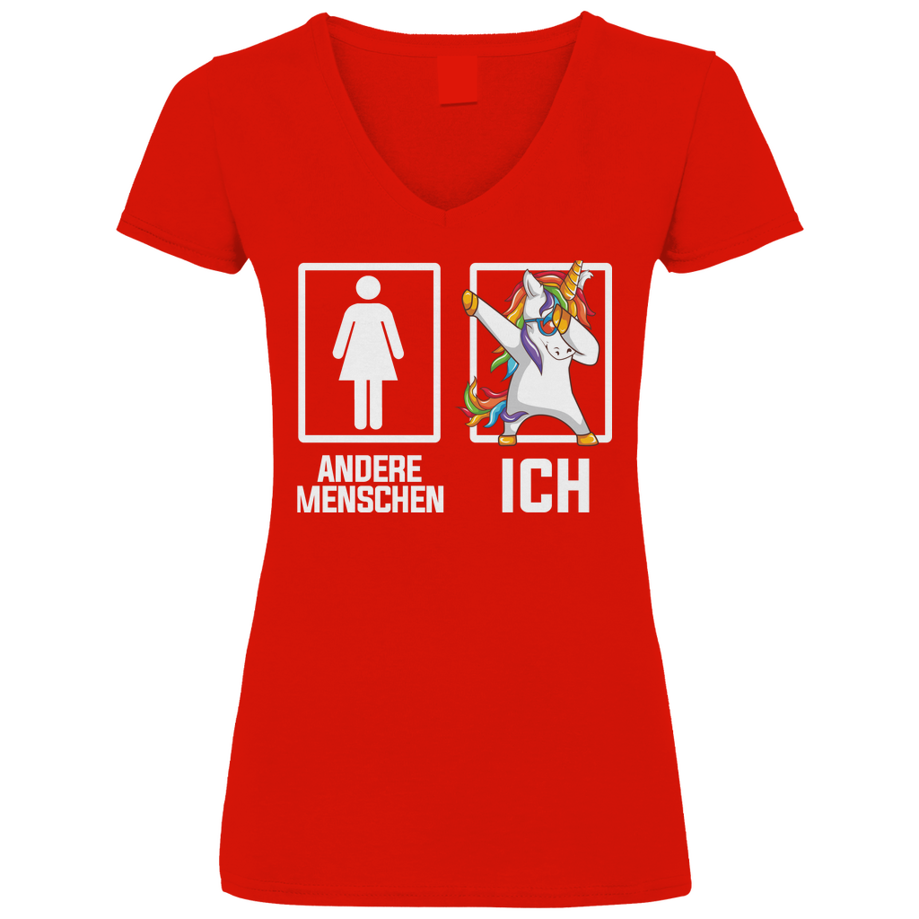 Andere Menschen Ich Einhorn - V-Neck Damenshirt