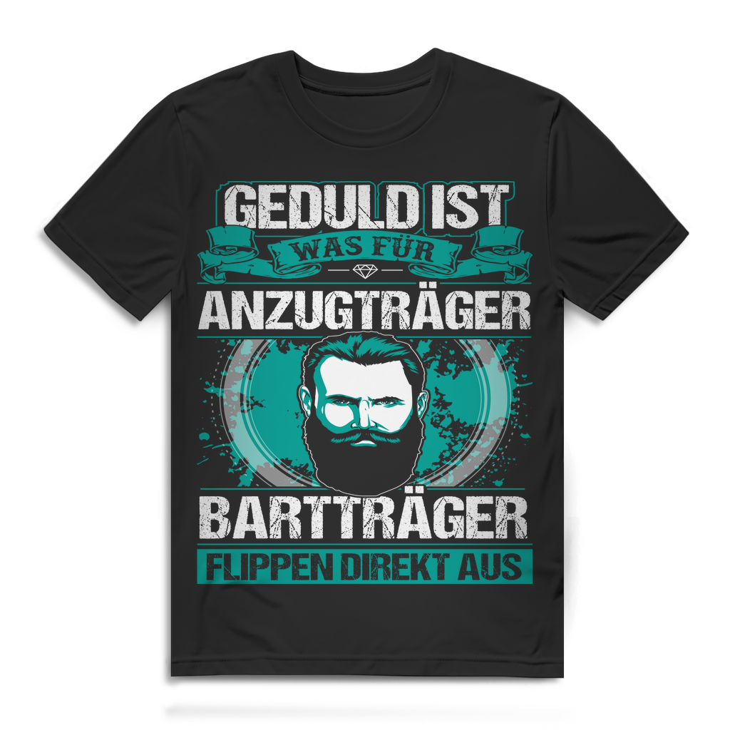 Spruch Shirt Männer – Bartträger flippen aus Motiv auf Bio T-Shirt Black