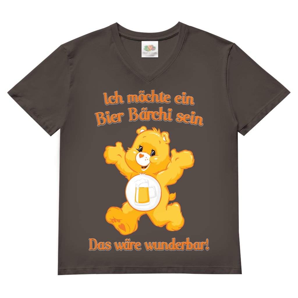 Herren V-Neck T-Shirt Ich möchte ein Bier Bärchi sein das wäre wunderbar! Light Graphite Solid