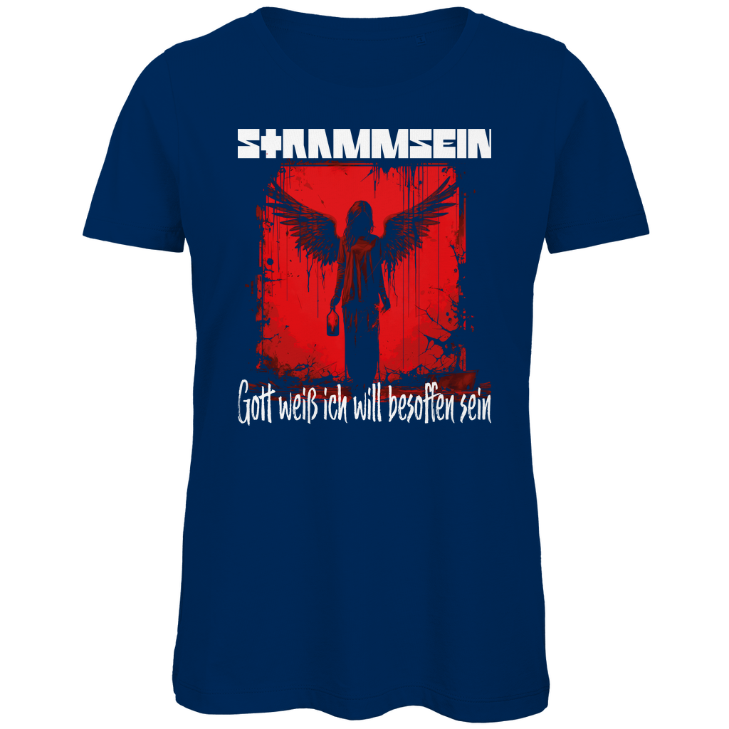 Strammsein Gott weiß ich will besoffen sein - Damen Premium Bio T-Shirt Navy
