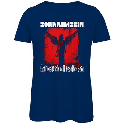 Strammsein Gott weiß ich will besoffen sein - Damen Premium Bio T-Shirt Navy