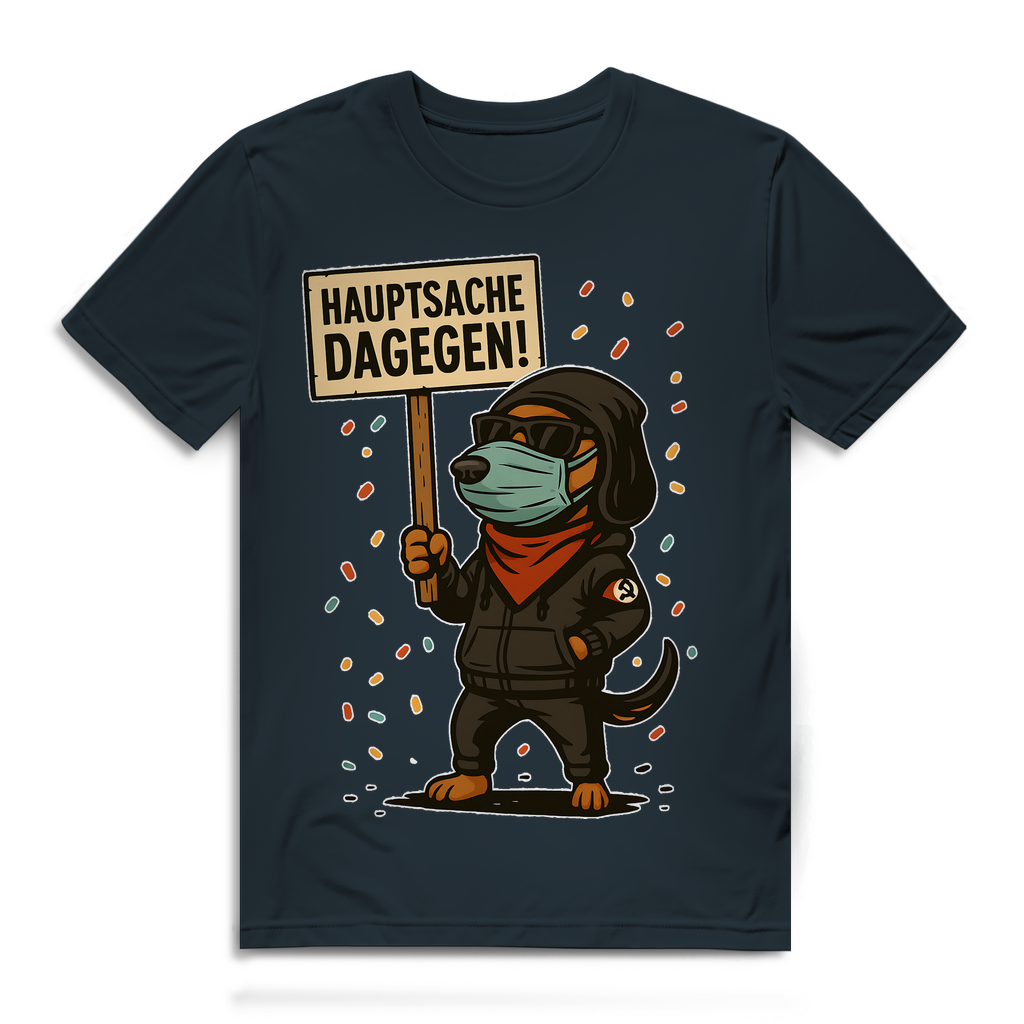 Hauptsache Dagegen Protest Dackel Hunde - Herren Premium Bio T-Shirt Dark Grey Solid