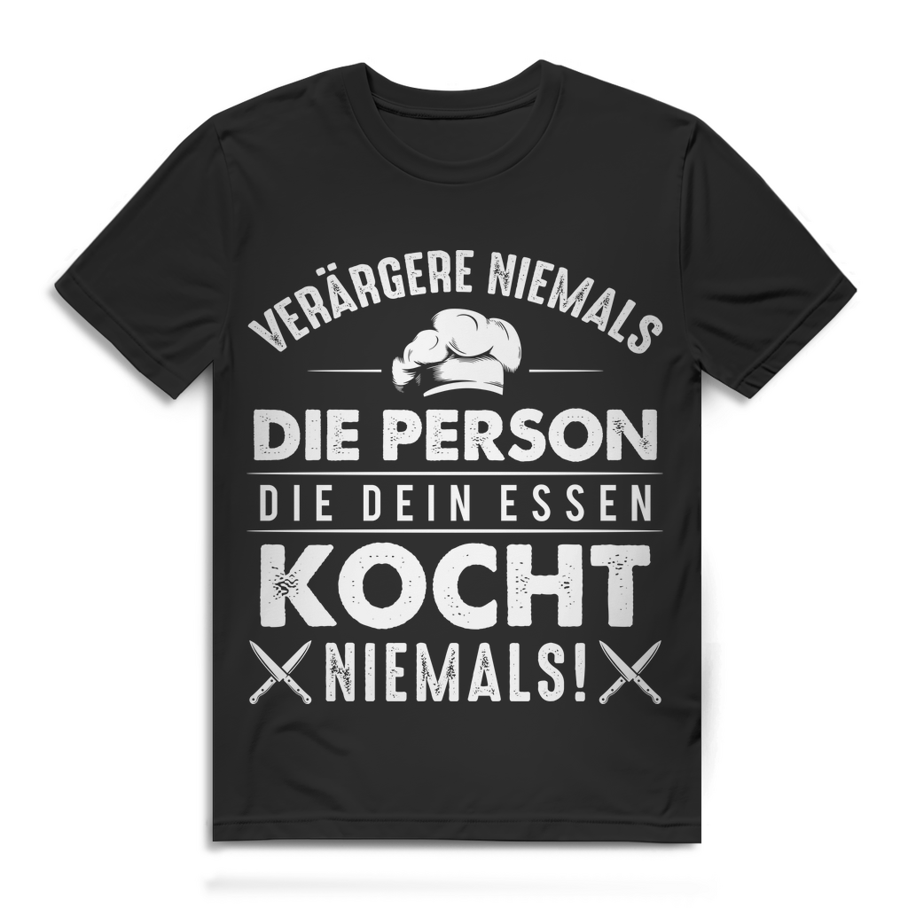 Verärgere niemals den Koch T-Shirt Herren Lustig Küche Essen Grillparty Funshirt Black