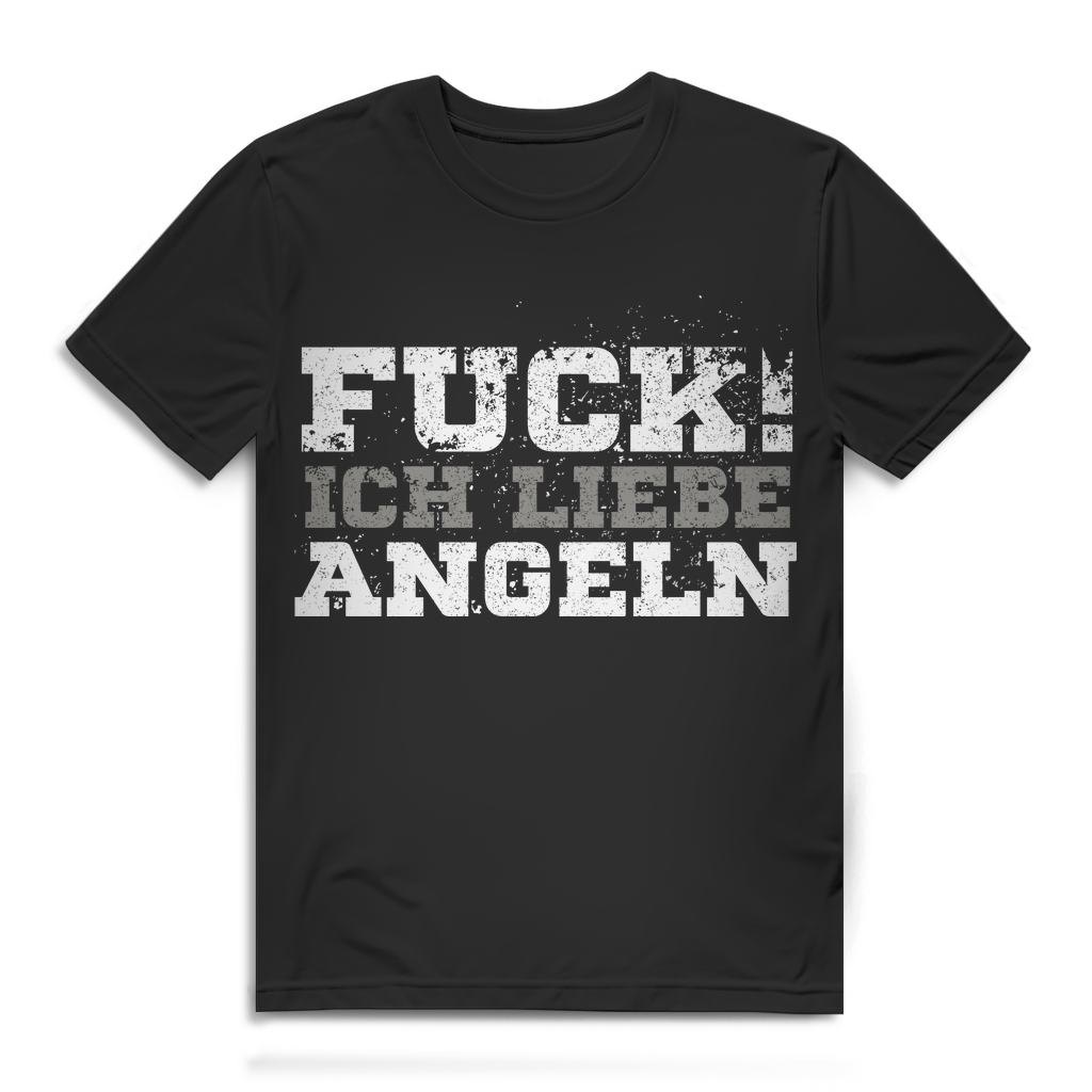 Lustiges Angeln Shirt Herren – Fuck ich liebe Angeln – Geschenk für Fischer Black