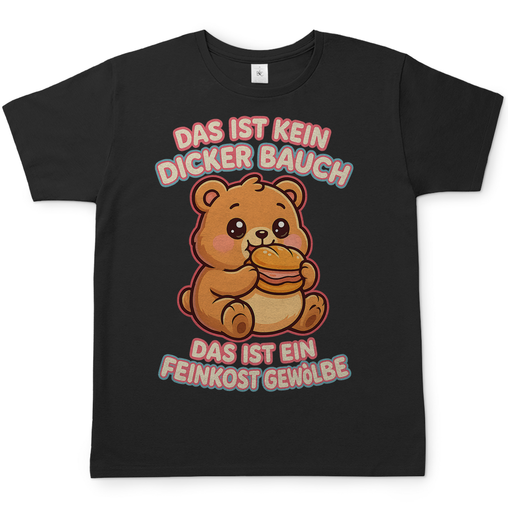 Herren T-Shirt Das Ist Kein Dicker Bauch Das Ist Ein Feinkost Gewölbe Teddybär Black