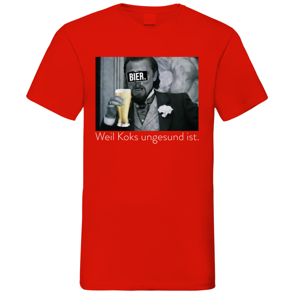 Leonardo DiCaprio - Bier weil Koks ungesund ist - Herren V-Neck Shirt Red