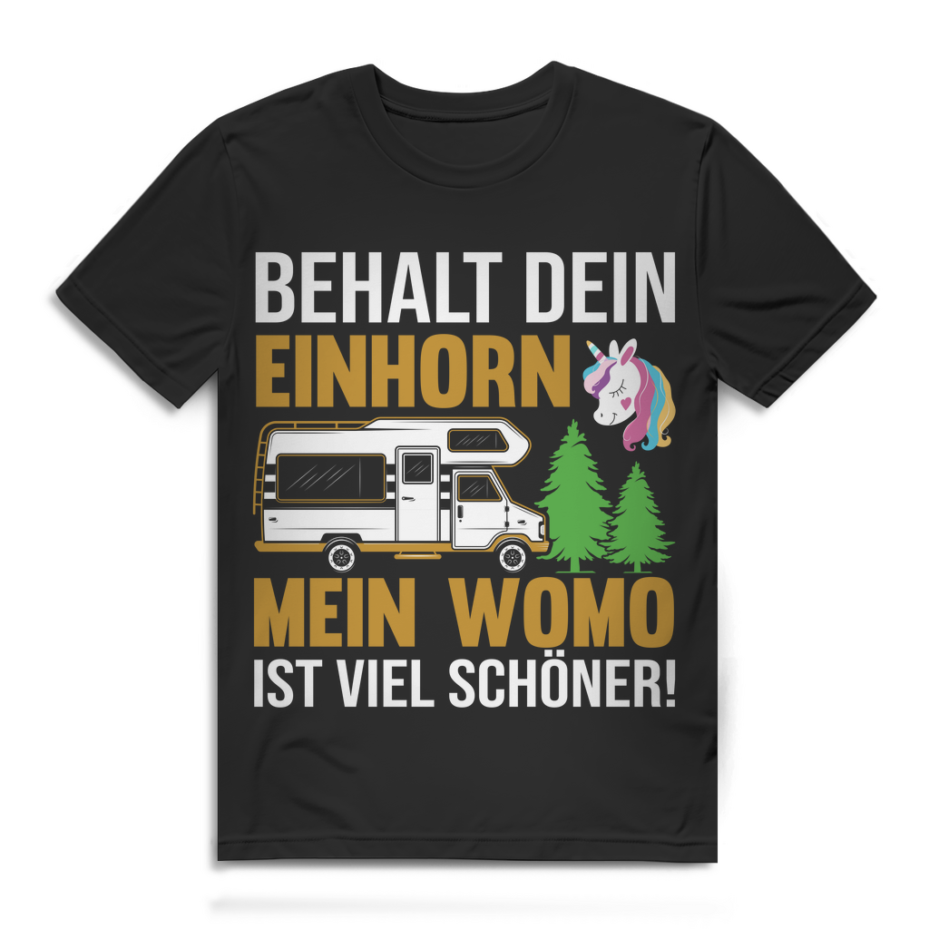 Behalt dein Einhorn mein Womo ist viel schöner Wohnmobil T Shirt Camping Herren Black