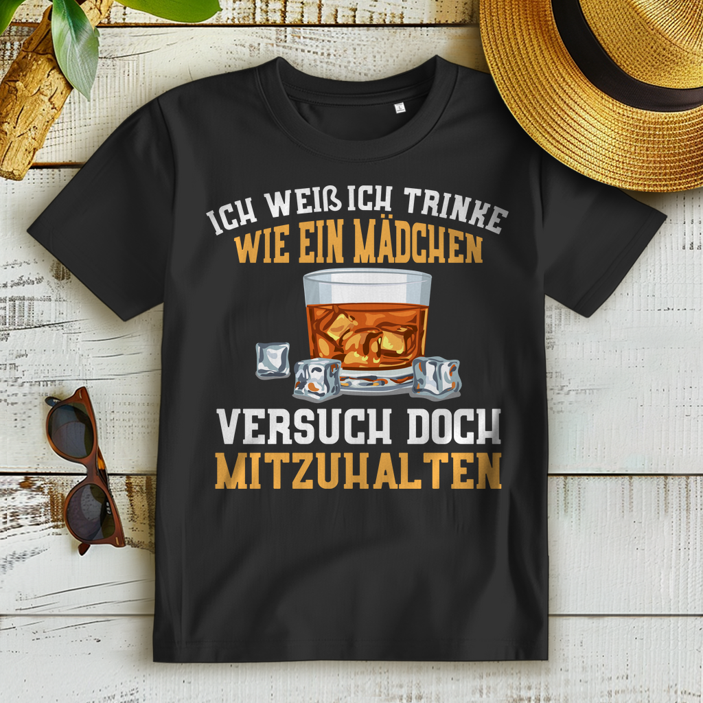 Lustiges Damen Partyshirt – Ich trinke wie ein Mädchen – Whiskey Design
