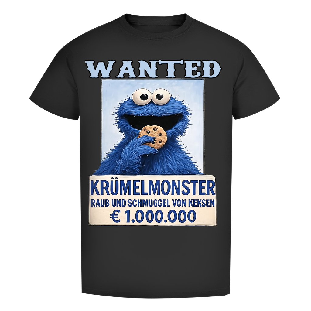Wanted Krümelmonster Raub und Schmuggel von Keksen - Herren Premium Bio T-Shirt Black