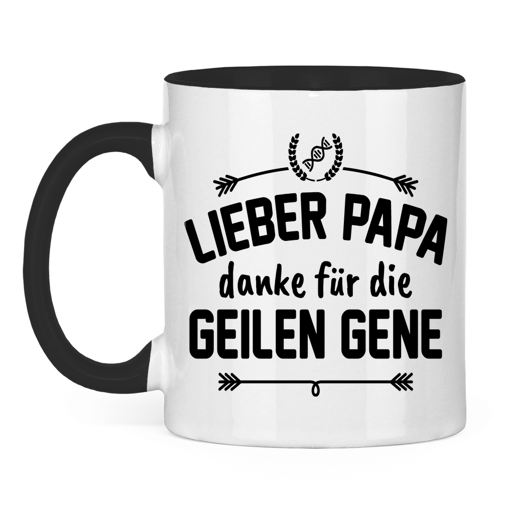 Lieber Papa danke für die geilen Gene - Tasse zweifarbig Black