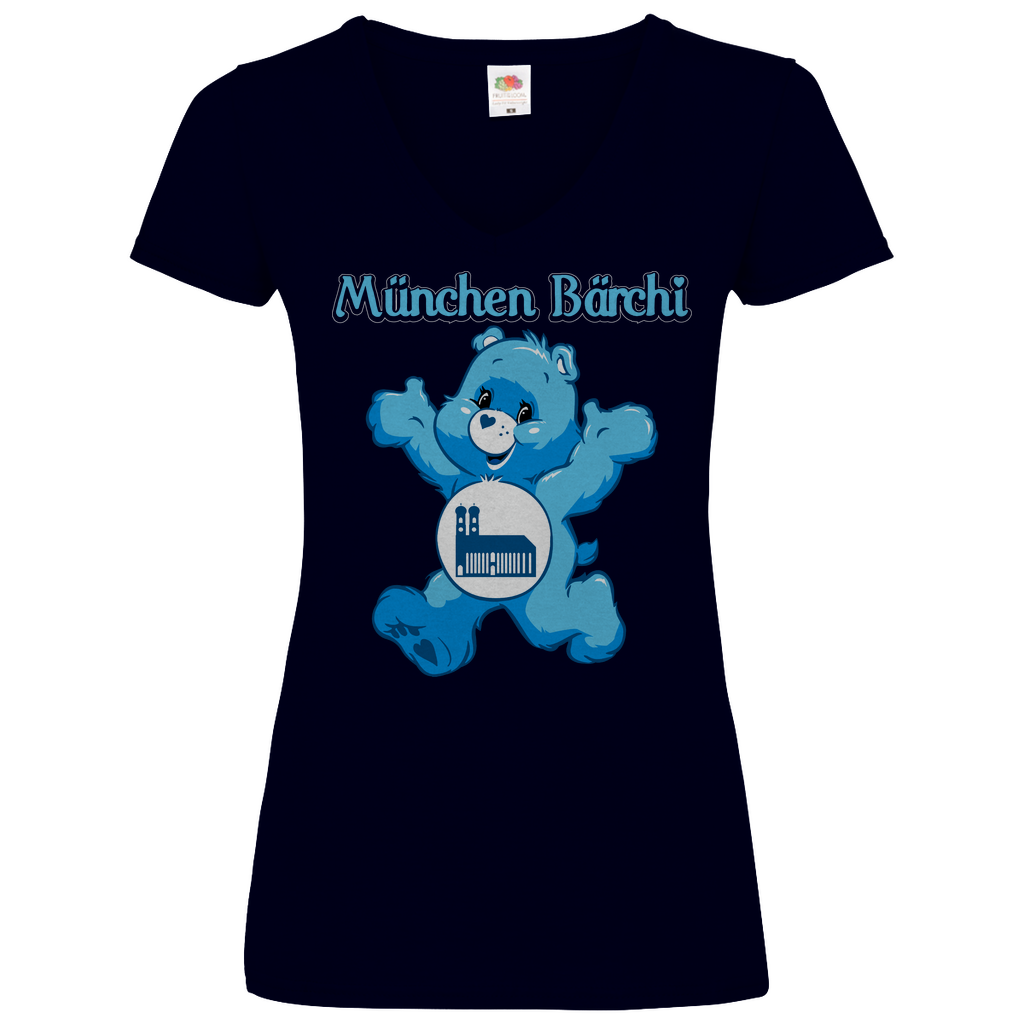 München Bärchi - Glücksbärchi - V-Neck Damenshirt Deep Navy