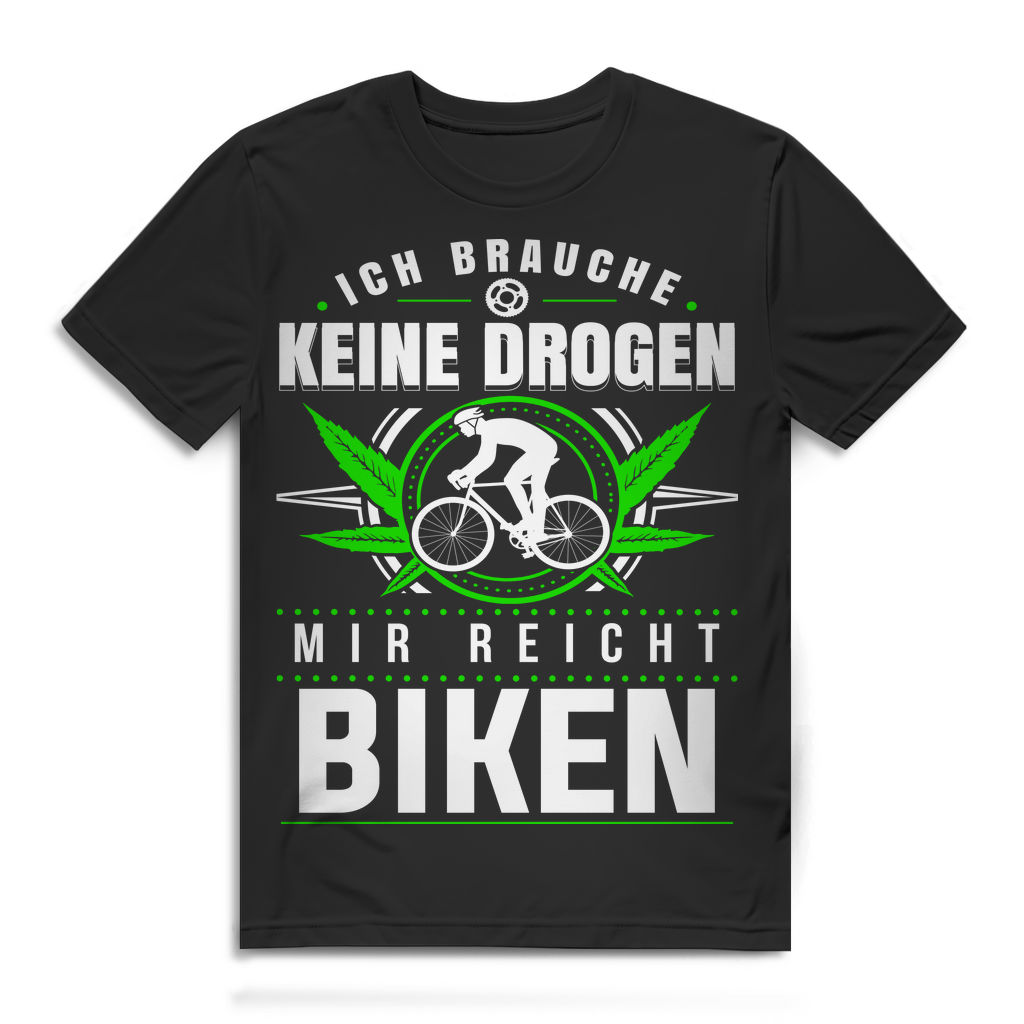 Herren T-Shirt Mir reicht Biken Fahrrad Bekenntnis Bio Baumwolle Black