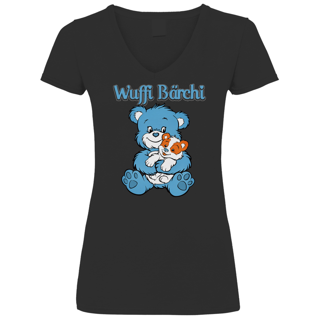 Wuffi Bärchi - Glücksbärchi - V-Neck Damenshirt Black
