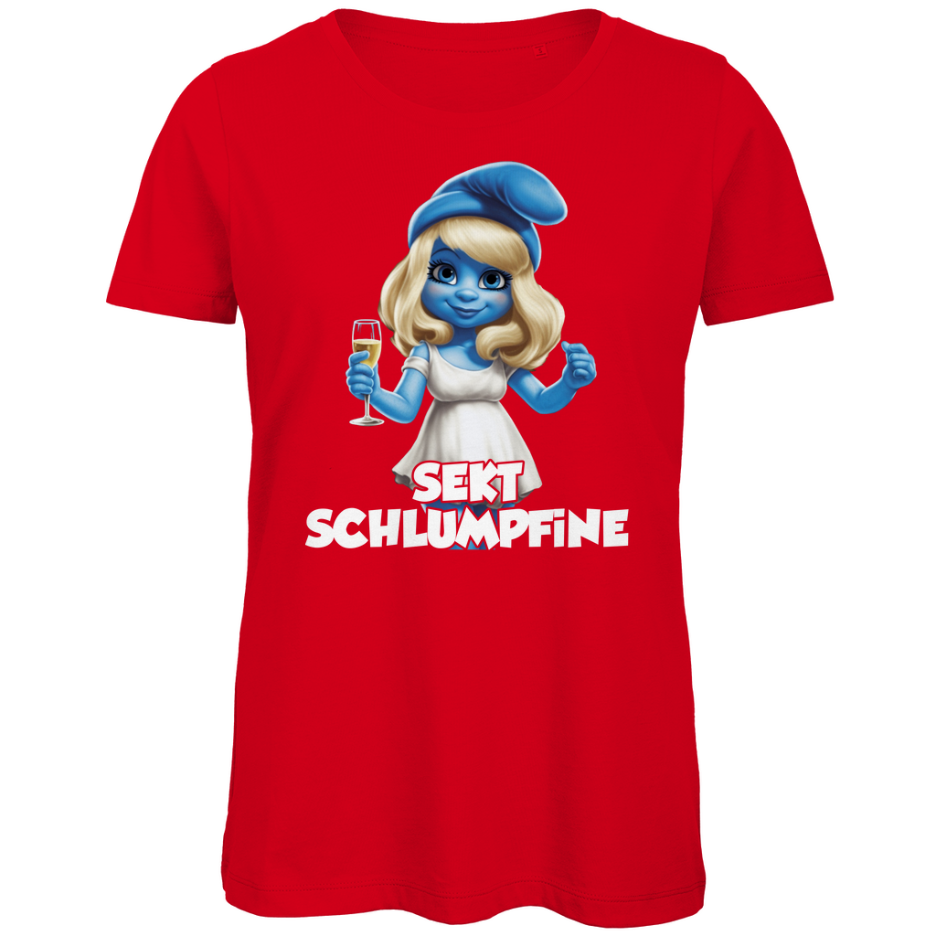 Sekt Schlumpfine Grafik - Damen Premium Bio T-Shirt Red
