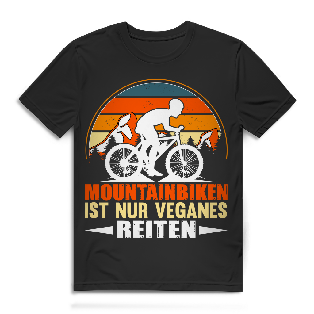 Lustiges Herren Bio T-Shirt Mountainbiken ist nur veganes Reiten Spruch MTB