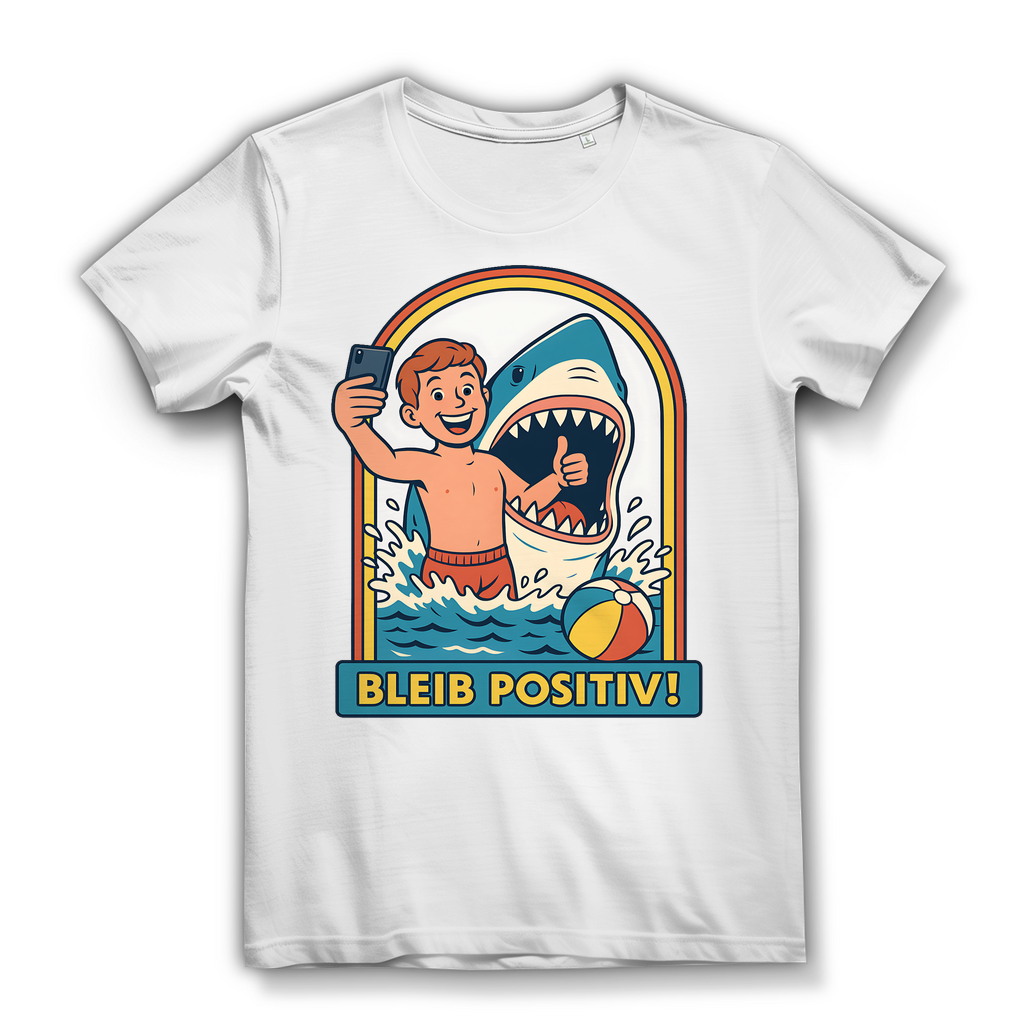 Bleib Positiv Hai Selfie Retro - Damen Premium Bio T-Shirt White