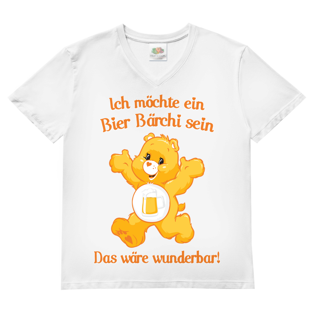 Herren V-Neck T-Shirt Ich möchte ein Bier Bärchi sein das wäre wunderbar! White