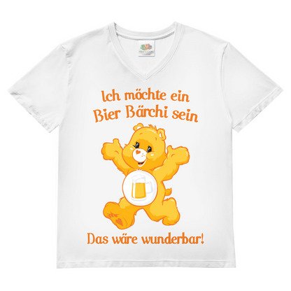 Herren V-Neck T-Shirt Ich möchte ein Bier Bärchi sein das wäre wunderbar! White