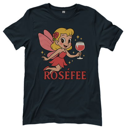 Damen T-Shirt ROSÉFEE – Rosé Wein Fee Motiv Dark Grey Solid