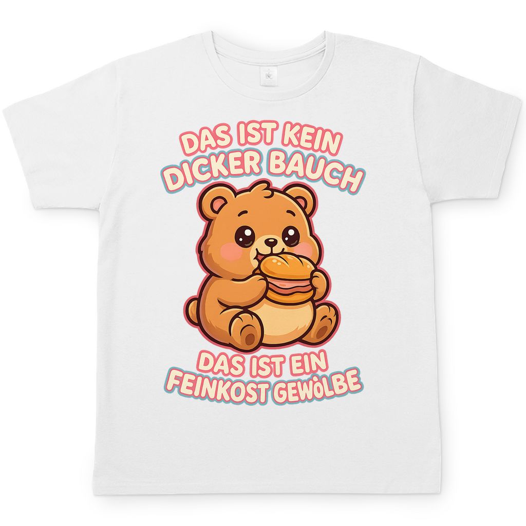Herren T-Shirt Das Ist Kein Dicker Bauch Das Ist Ein Feinkost Gewölbe Teddybär White