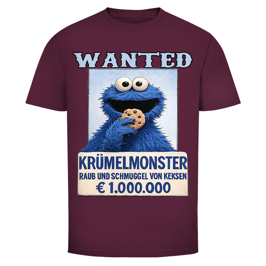 Wanted Krümelmonster Raub und Schmuggel von Keksen - Herren T-Shirt Burgundy