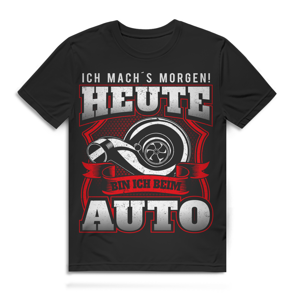 Ich mach’s morgen – heute bin ich beim Auto! Herren Bio Schrauber Shirt Black